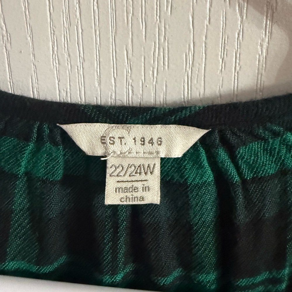 Cato Women’s Green Plaid Flannel Style Blouse Sz 22/24W. MH-146 - Picture 2 of 3